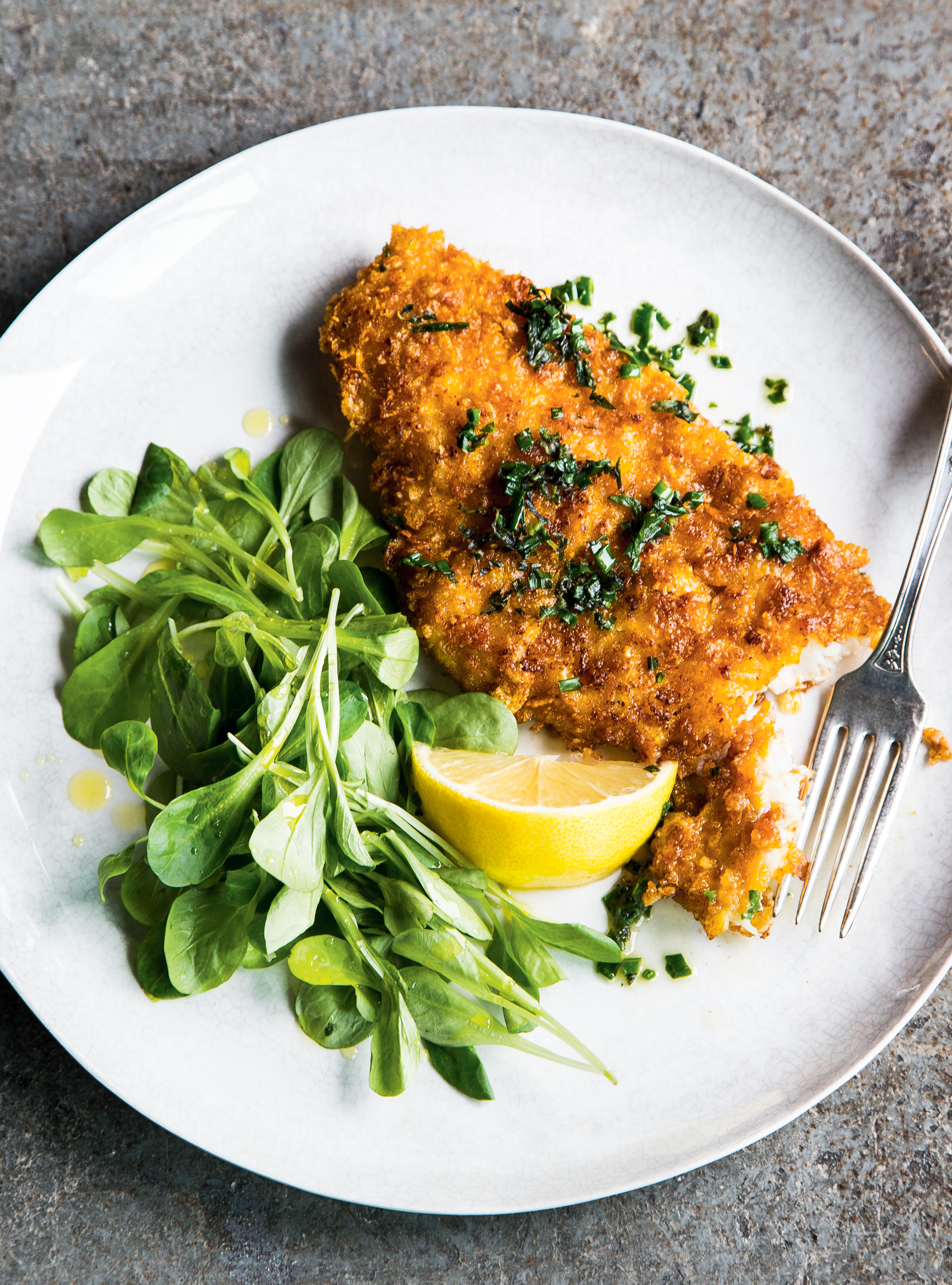 Cornflake-Crusted Fish with Herb Butter