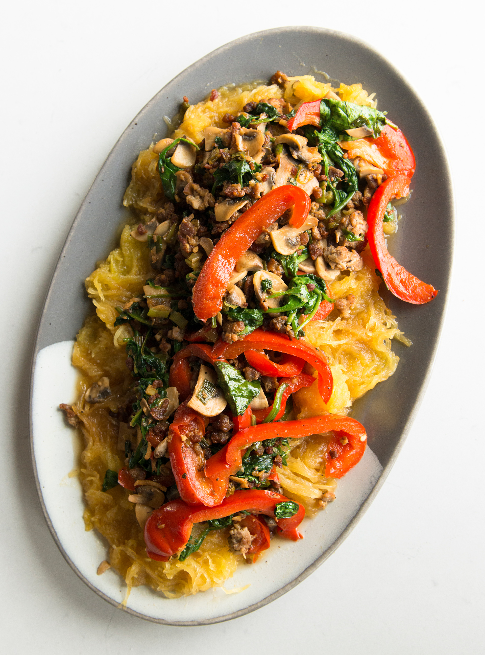 Spaghetti Squash with Veal and Spinach