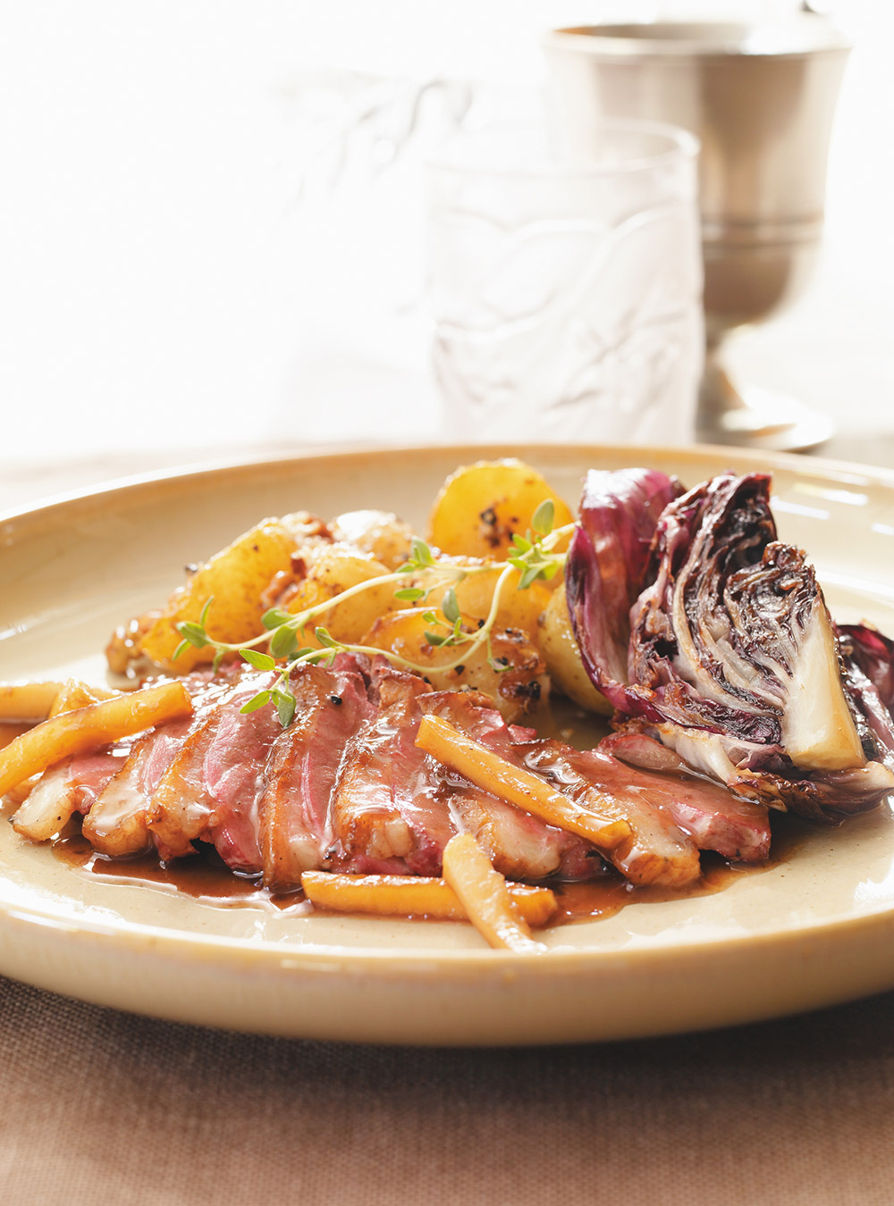 Duck Breasts with Radicchio, Apples and Maple Syrup 