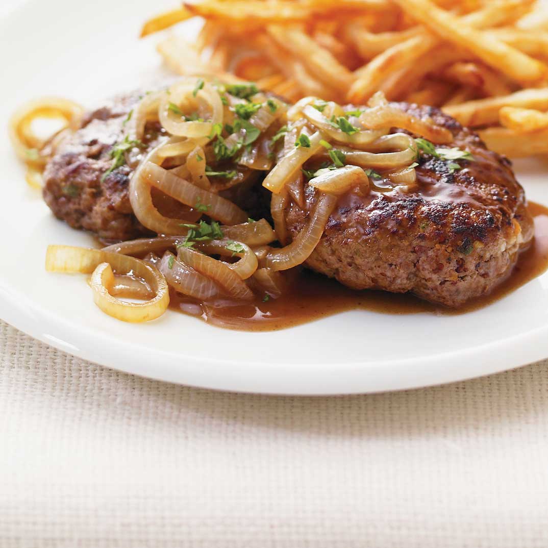 Steaks de Hambourg à l'oignon et au vinaigre balsamique ...