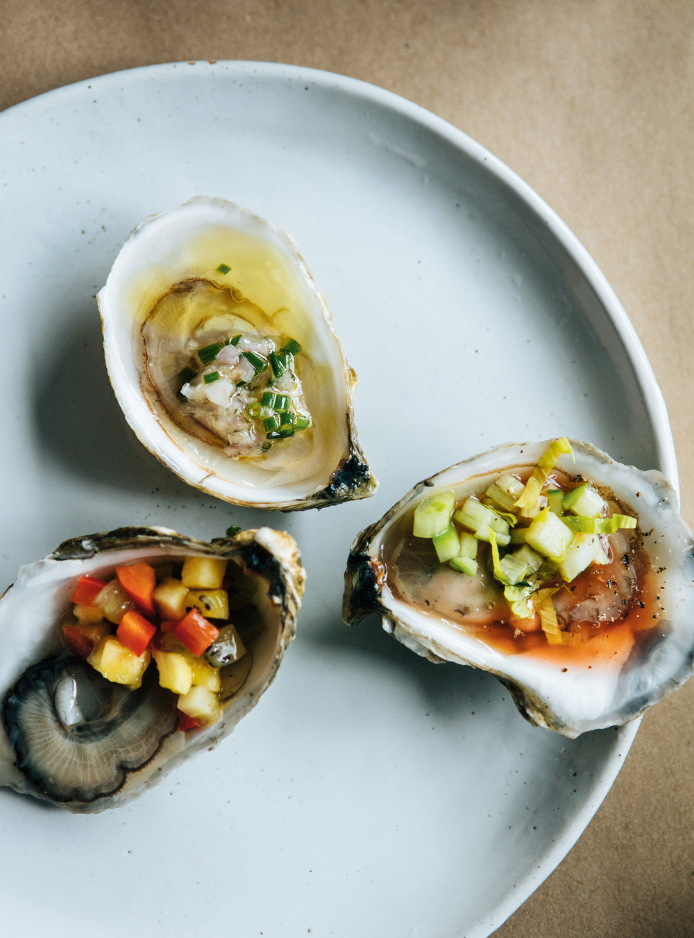 Tropical Pineapple and Kiwi Salsa Oysters