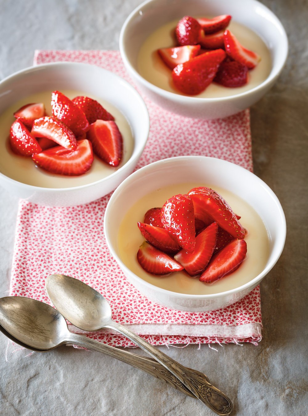 Honey and Chamomile Panna Cotta with Strawberries