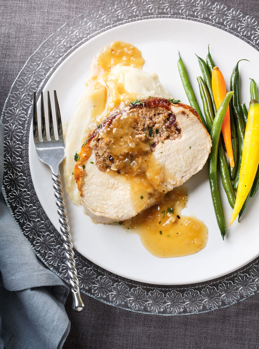 Gluten-Free, Dairy-Free  and Nut-Free Stuffed Turkey Roast  with Sausage and Cranberry