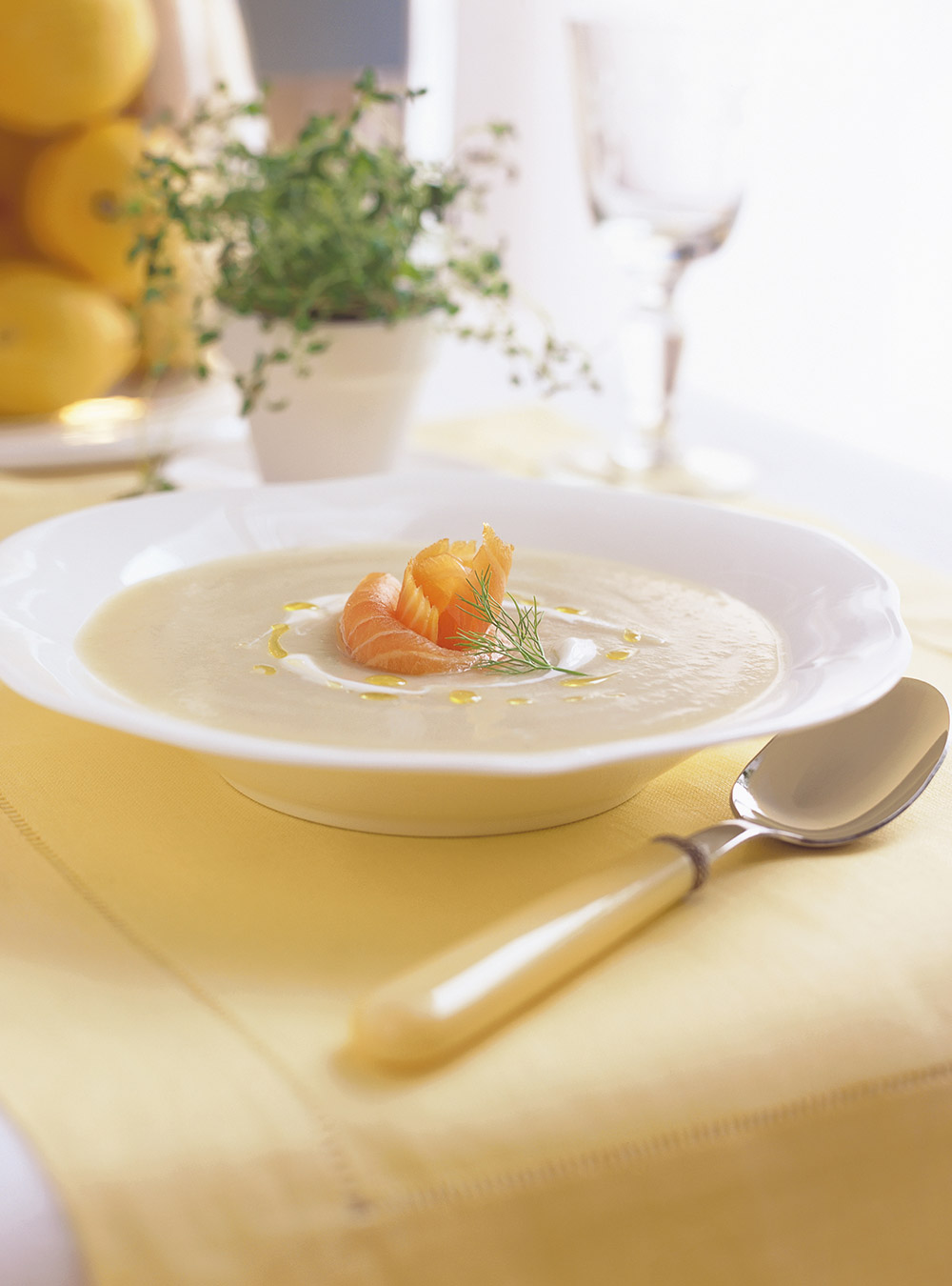 Cream of Fennel Soup with Smoked Salmon