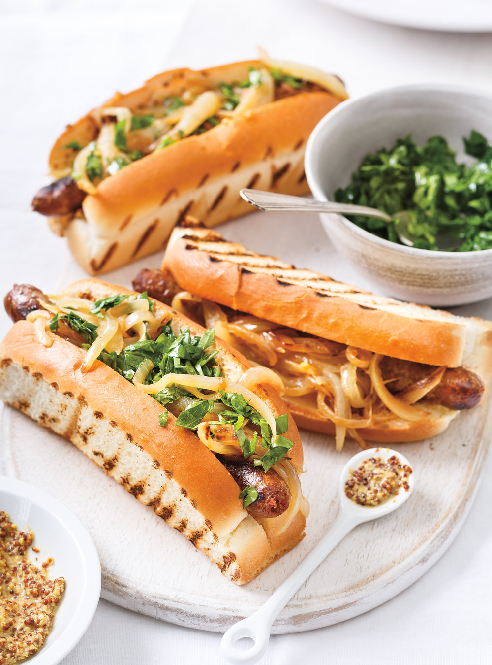 Merguez Hot Dogs with Caramelized Onions