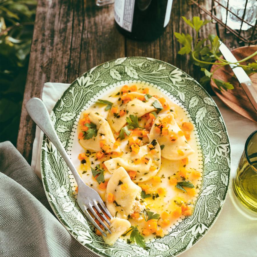 Raviolis aux cailles confites, à la ricotta et au citron