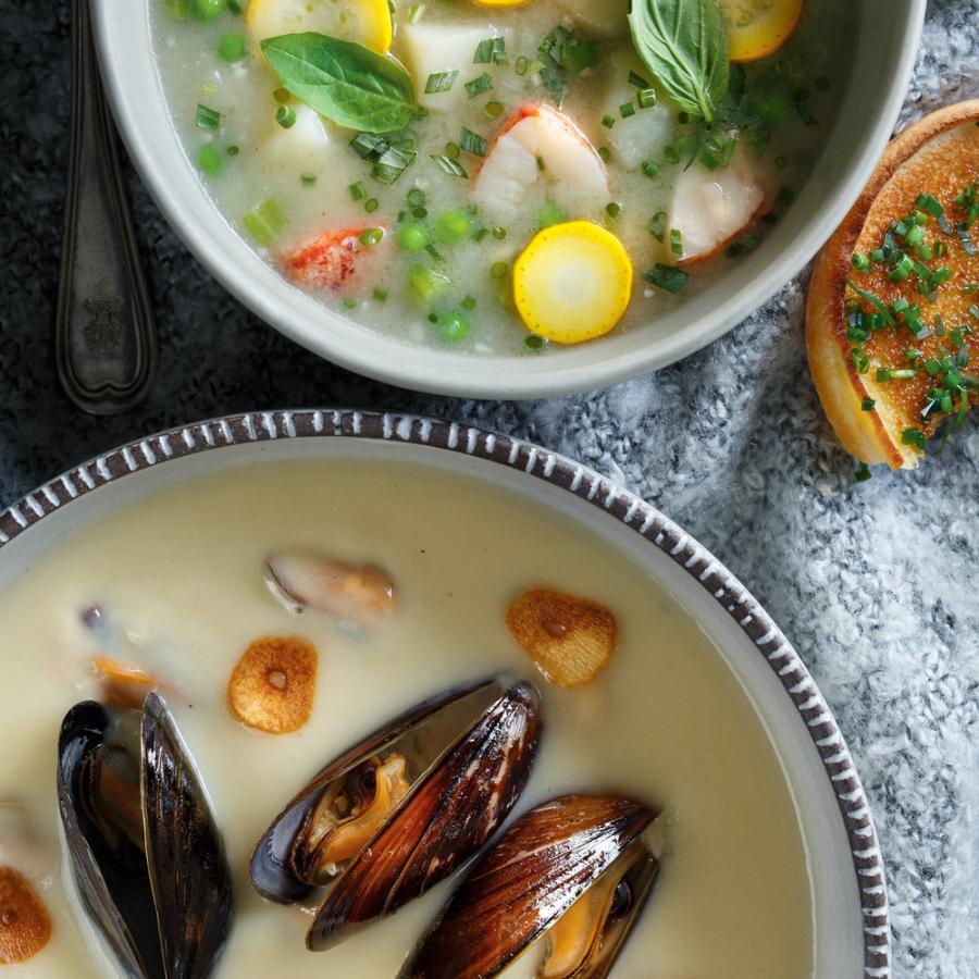 Chaudrée de homard et de petits pois