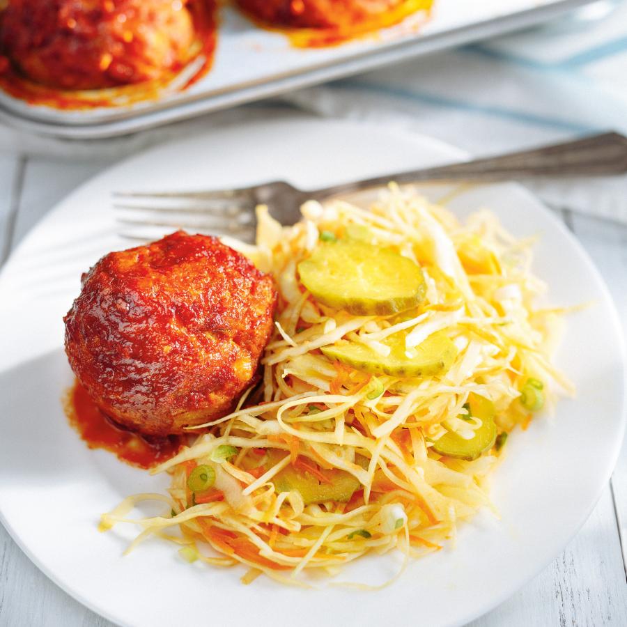 Petits pains de viande tofu-veau à la sauce barbecue