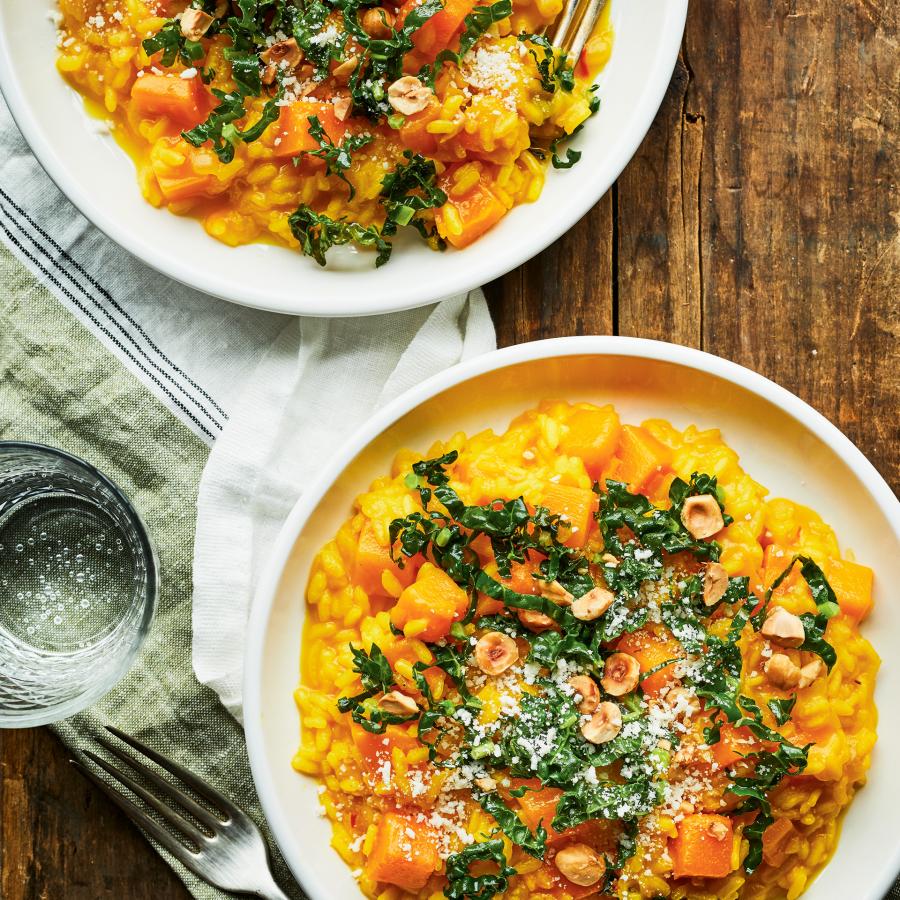 Risotto à la courge et au chou toscan