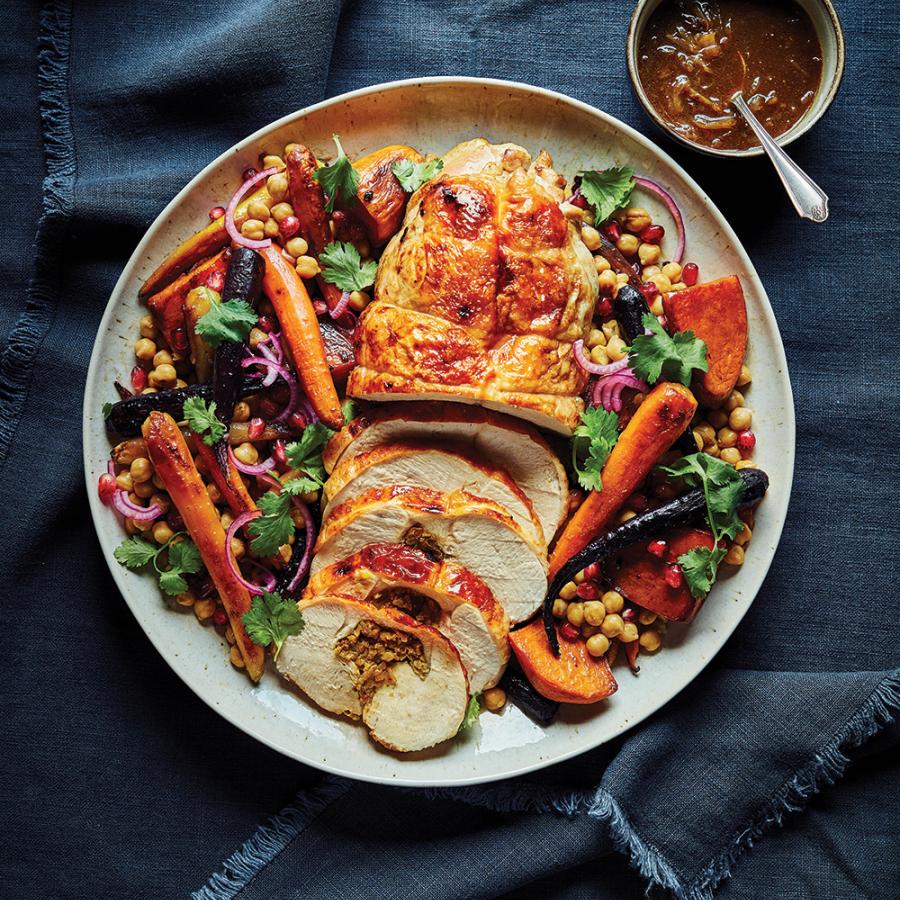 Rôti de dindon aux carottes et aux épices