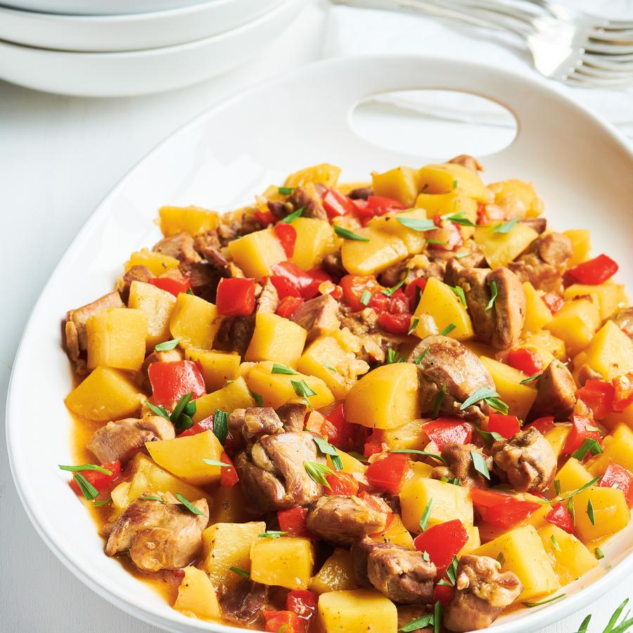 Mijoté de dindon aux pommes de terre et aux poivrons