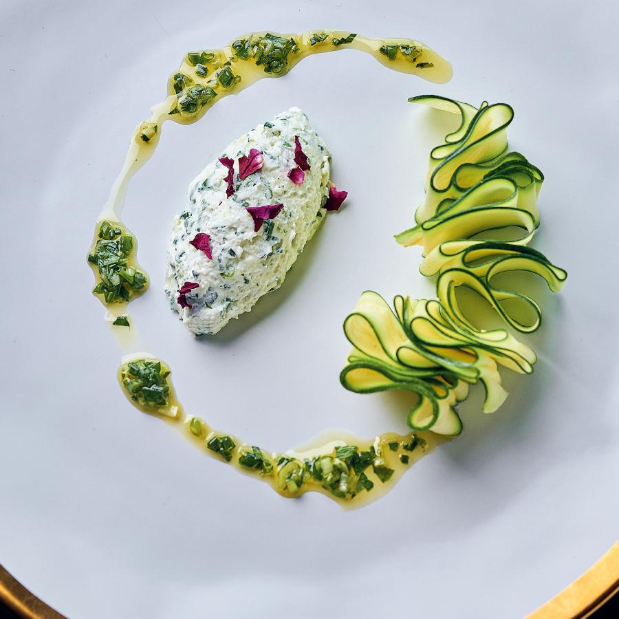 Cheese and Fresh Herb Mousse with Zucchini Ribbons-image