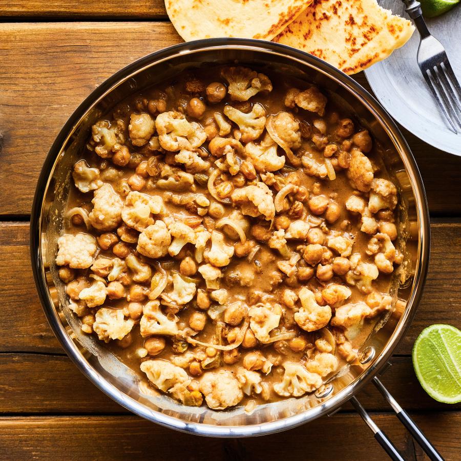 Cari de pois chiches et de chou-fleur