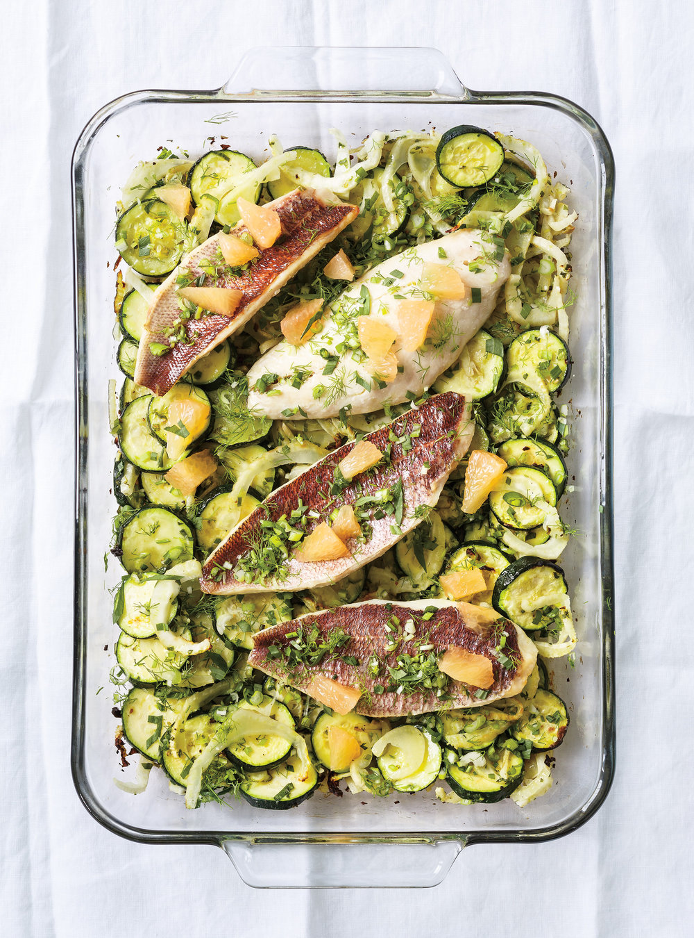 Red Snapper with Stewed Zucchini and Herbs