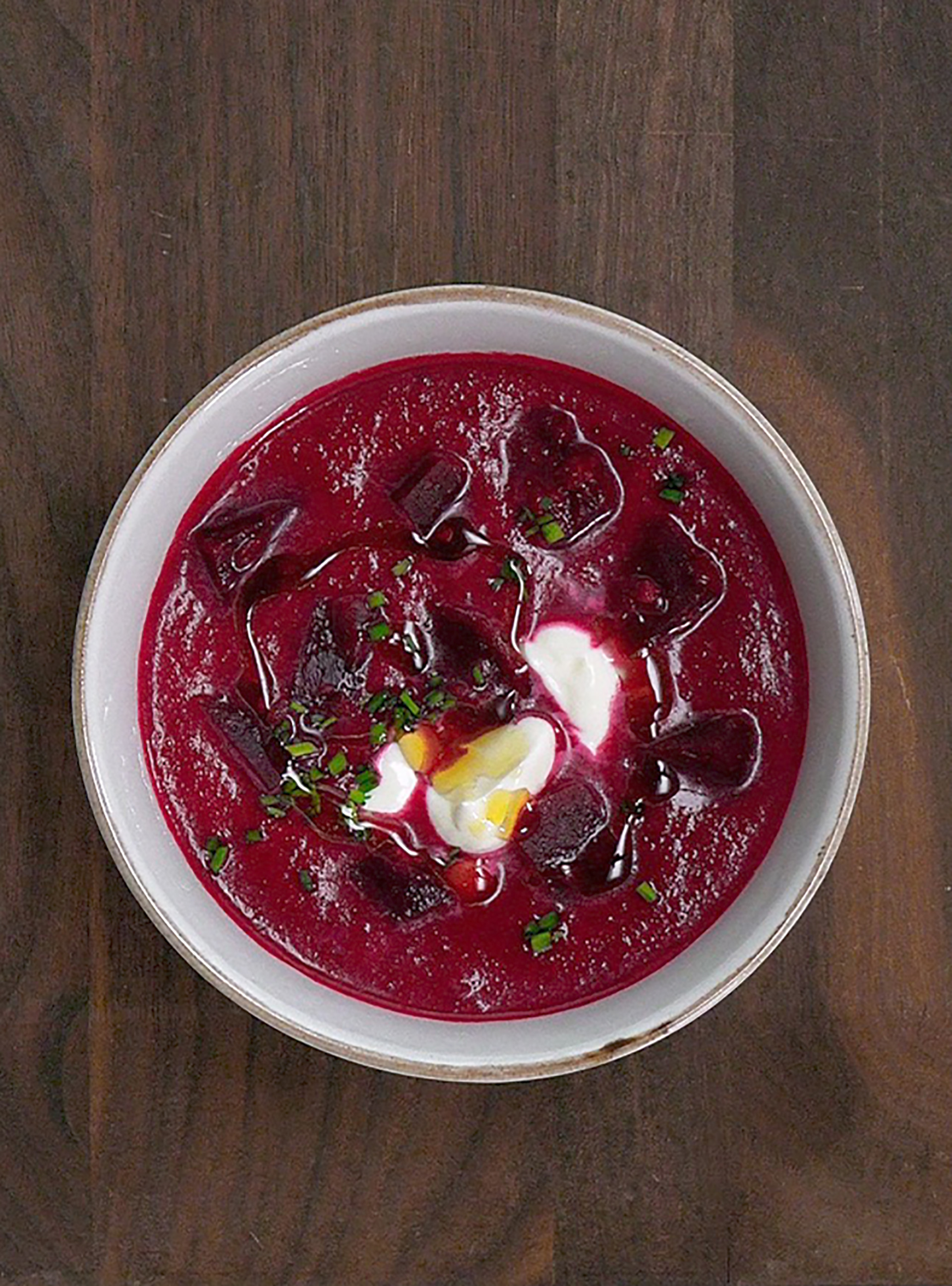 Beet Soup with Cheese Balls recipe