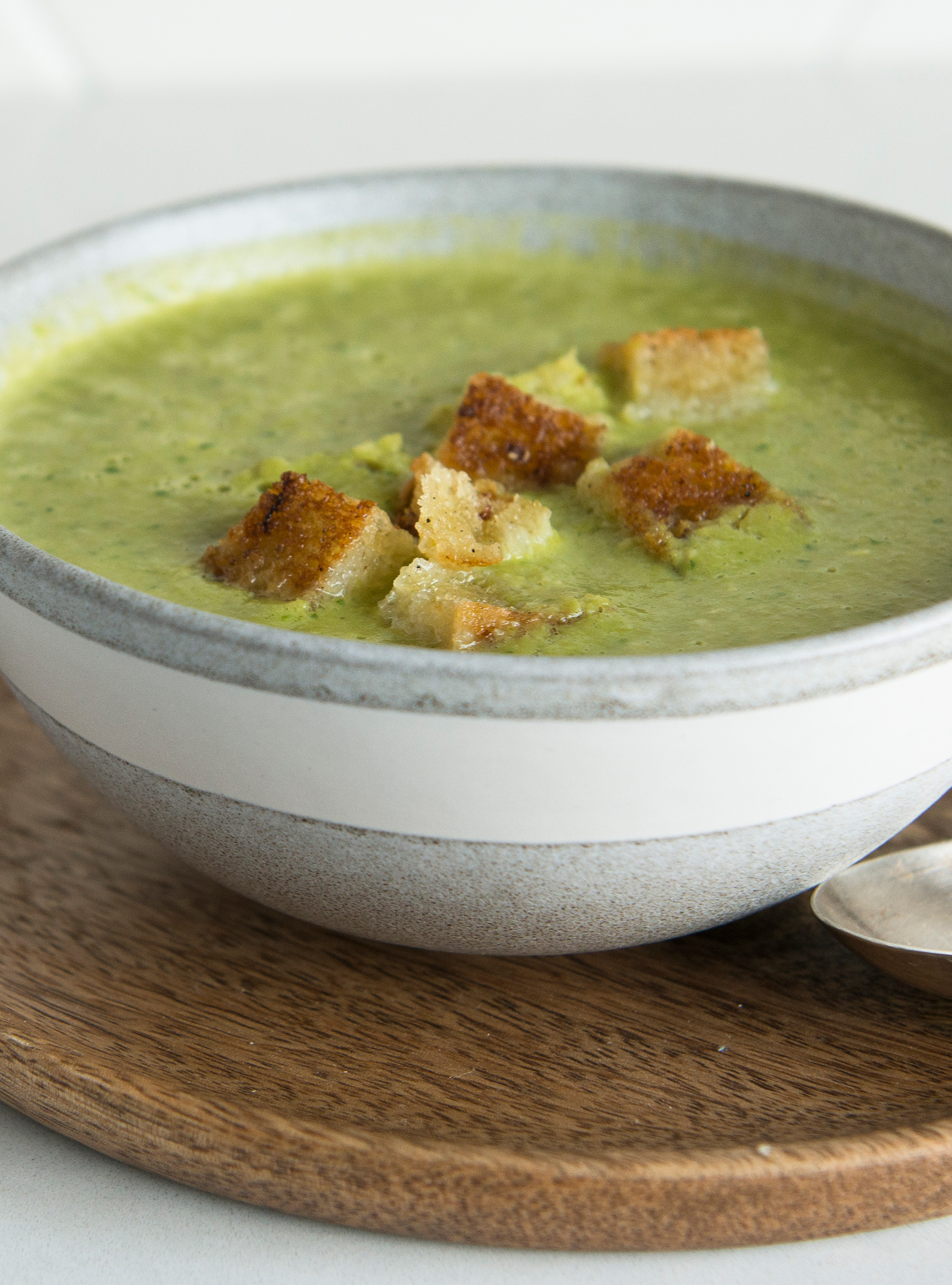 Cream of Pea Soup with Pine Nuts