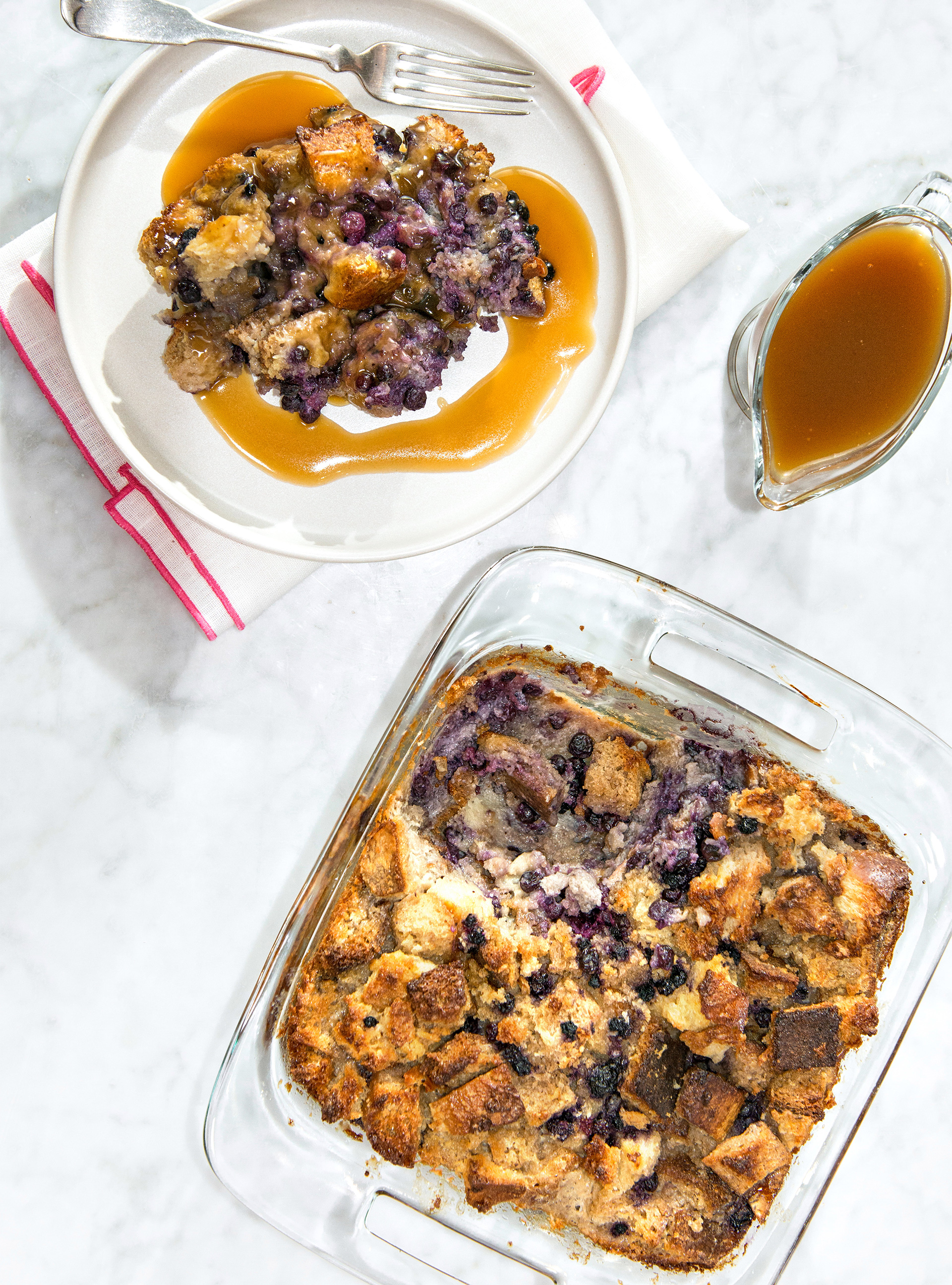 Blueberry Pudding Cake with Maple Sauce