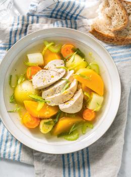 Poule au pot et légumes d’automne à l’estragon