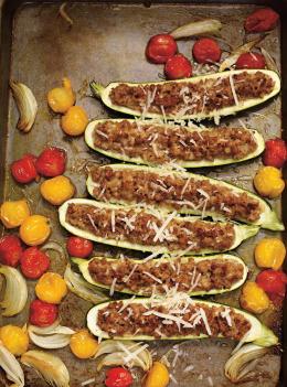 Courgettes farcies au veau et au parmesan