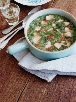 Soupe de truite à la coriandre