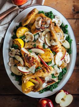 Poulet grillé en crapaudine au miel et au parmesan