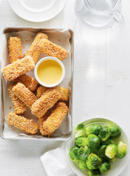 Bâtonnets de tofu croustillant, sauce moutarde-miel