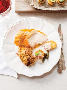 Dinde rôtie, sauce au jus de pomme