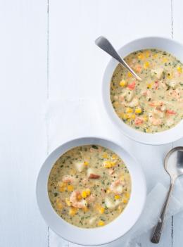 Chaudrée de crabe et de crevettes