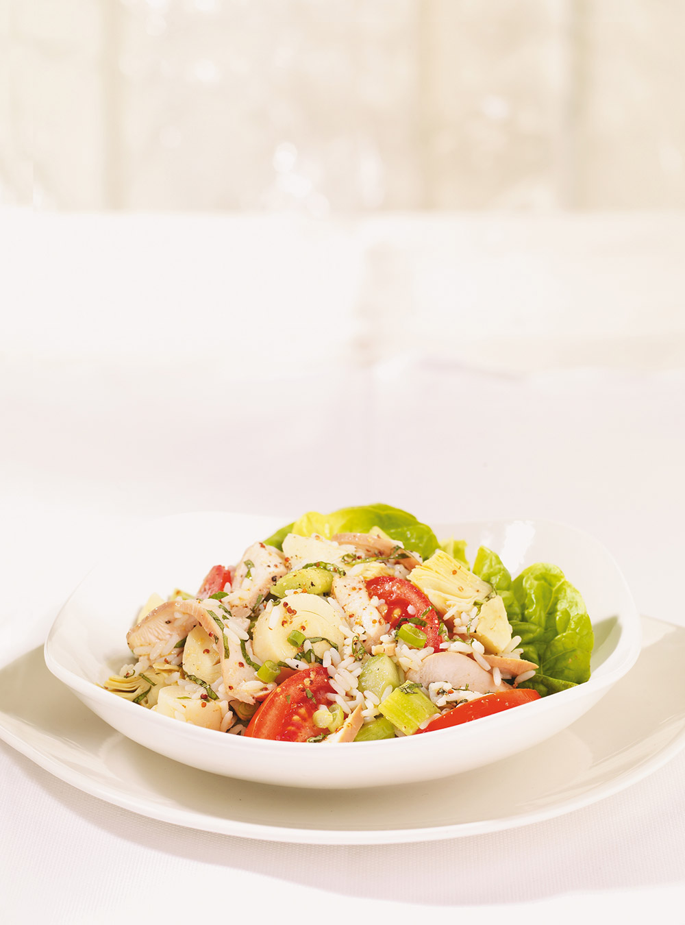 Rice Salad with Artichokes, Hearts of Palm and Chicken