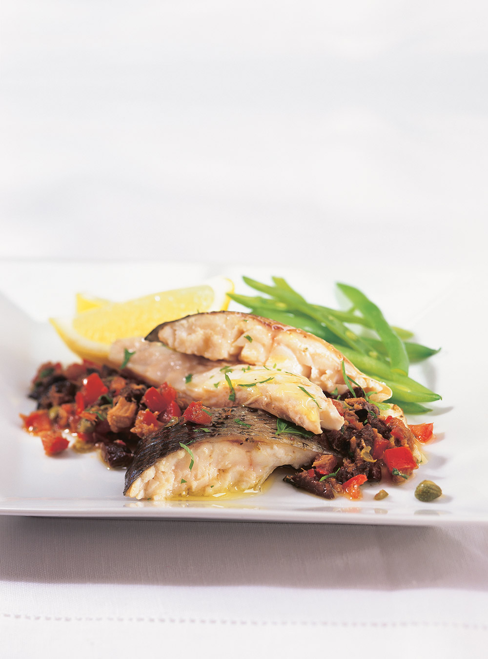 Grilled Sea Bass with Tomato Tapenade  