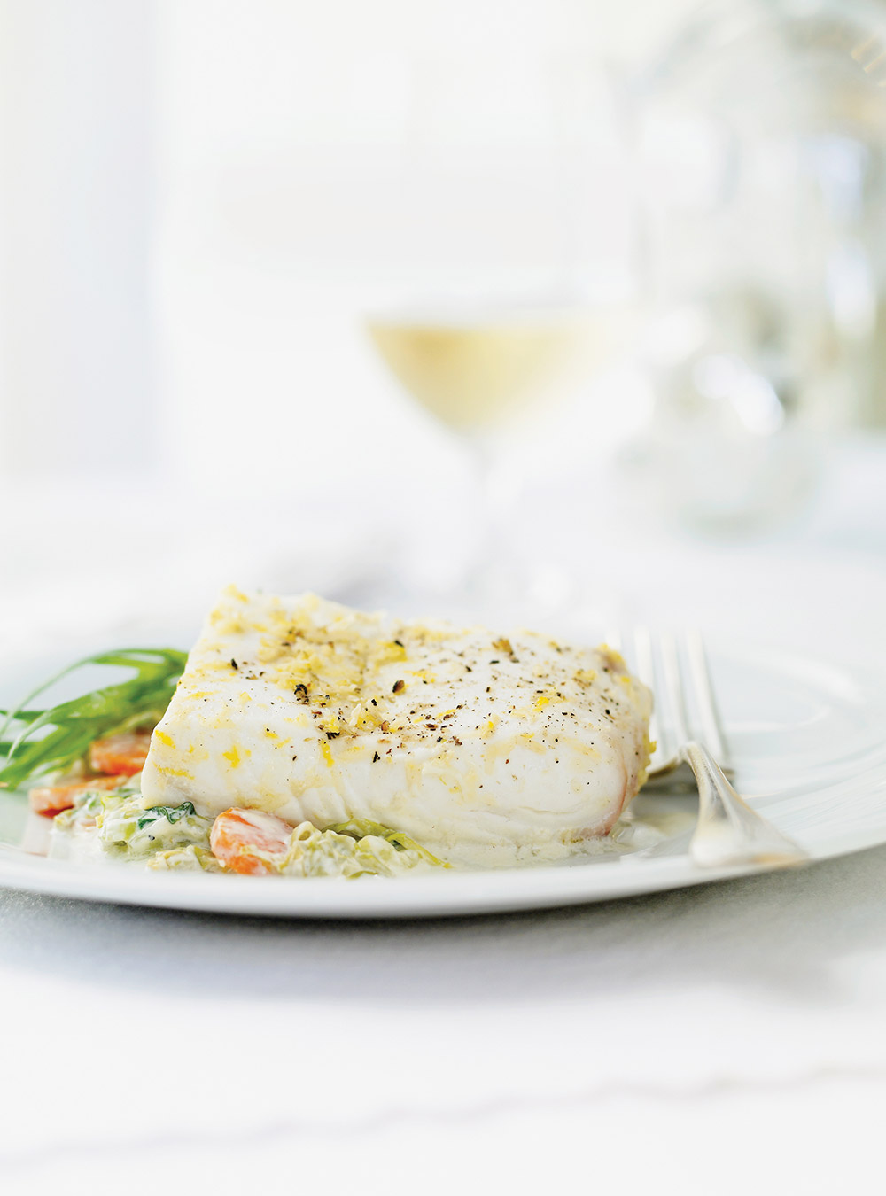 Steamed Halibut with Horseradish and Vodka