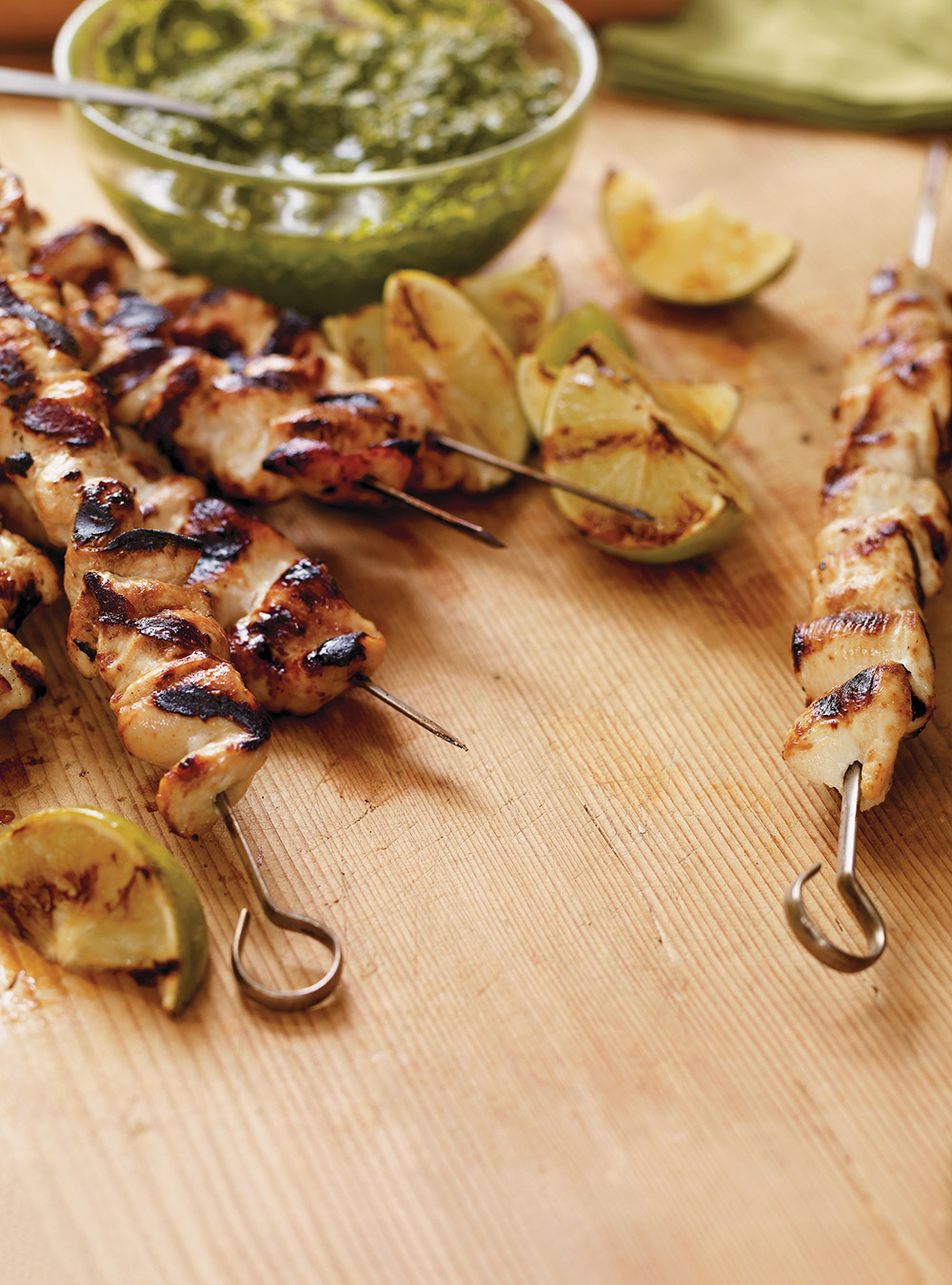 Grilled Chicken Skewers with Cilantro Pesto