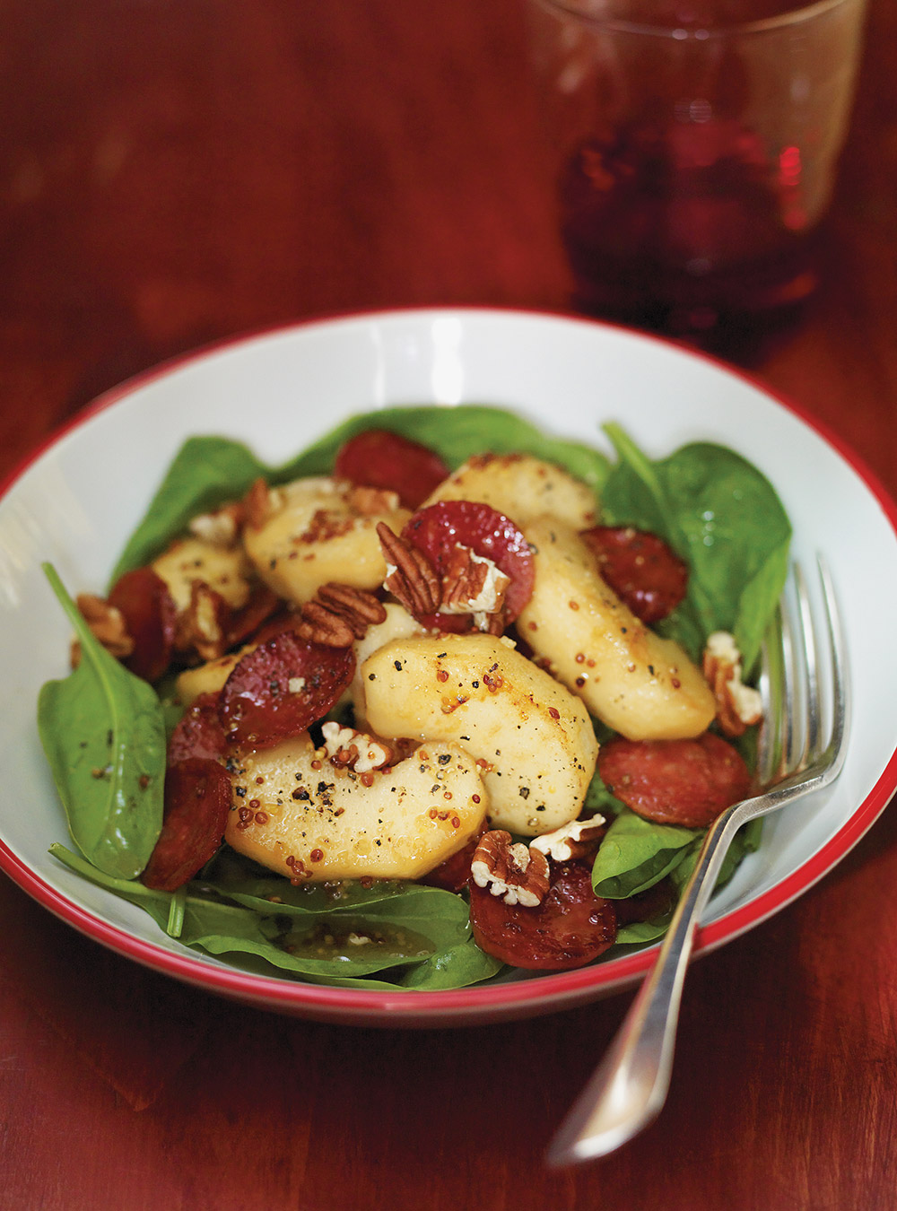 Spinach Salad with Chorizo and Apples