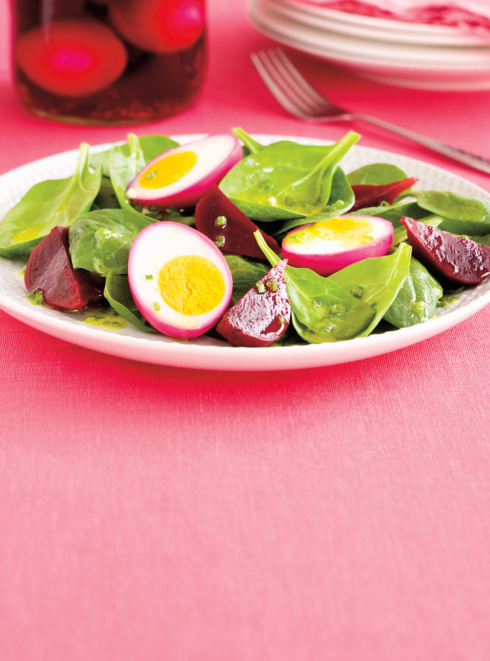 Spinach, Beet and Pickled Egg Salad 