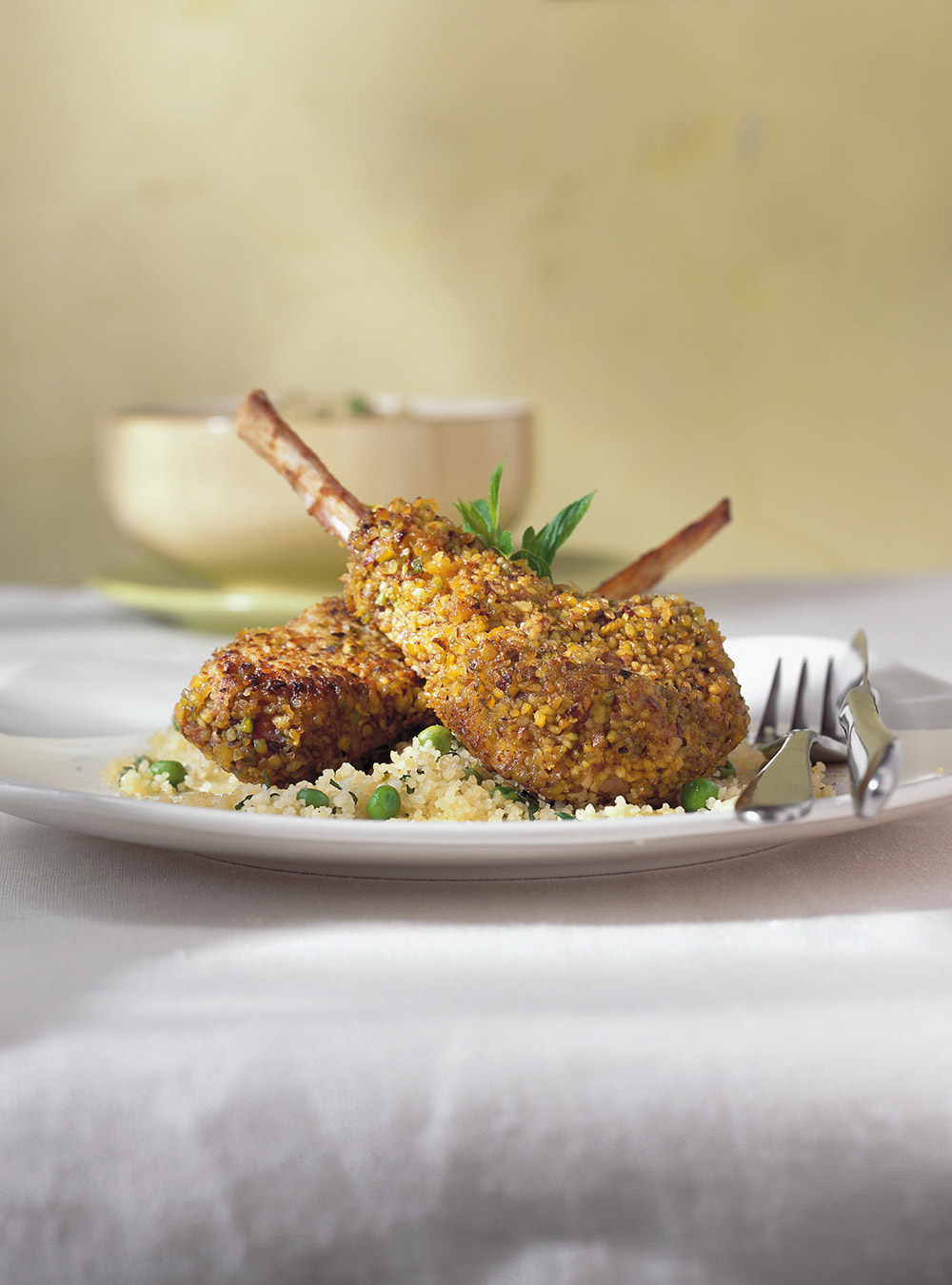Lamb Chops with Mint and Green Pea Couscous