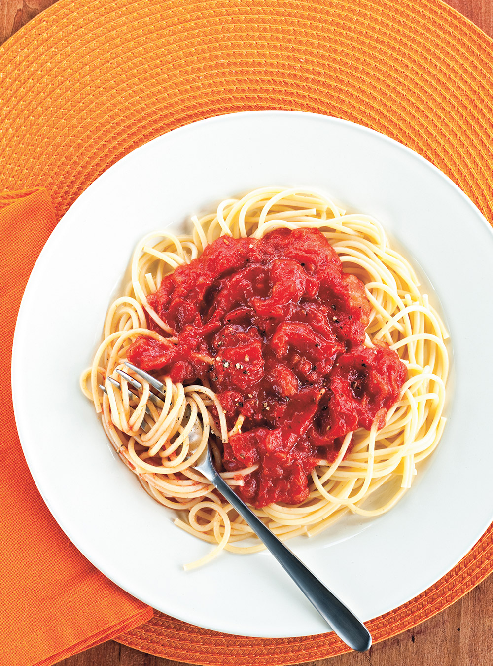 Spaghettis sauce tomate au cantaloup