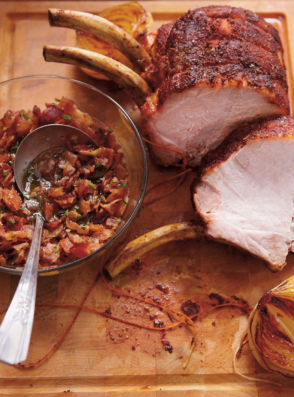 Roasted Pork Loin with a Warm Bacon Dressing