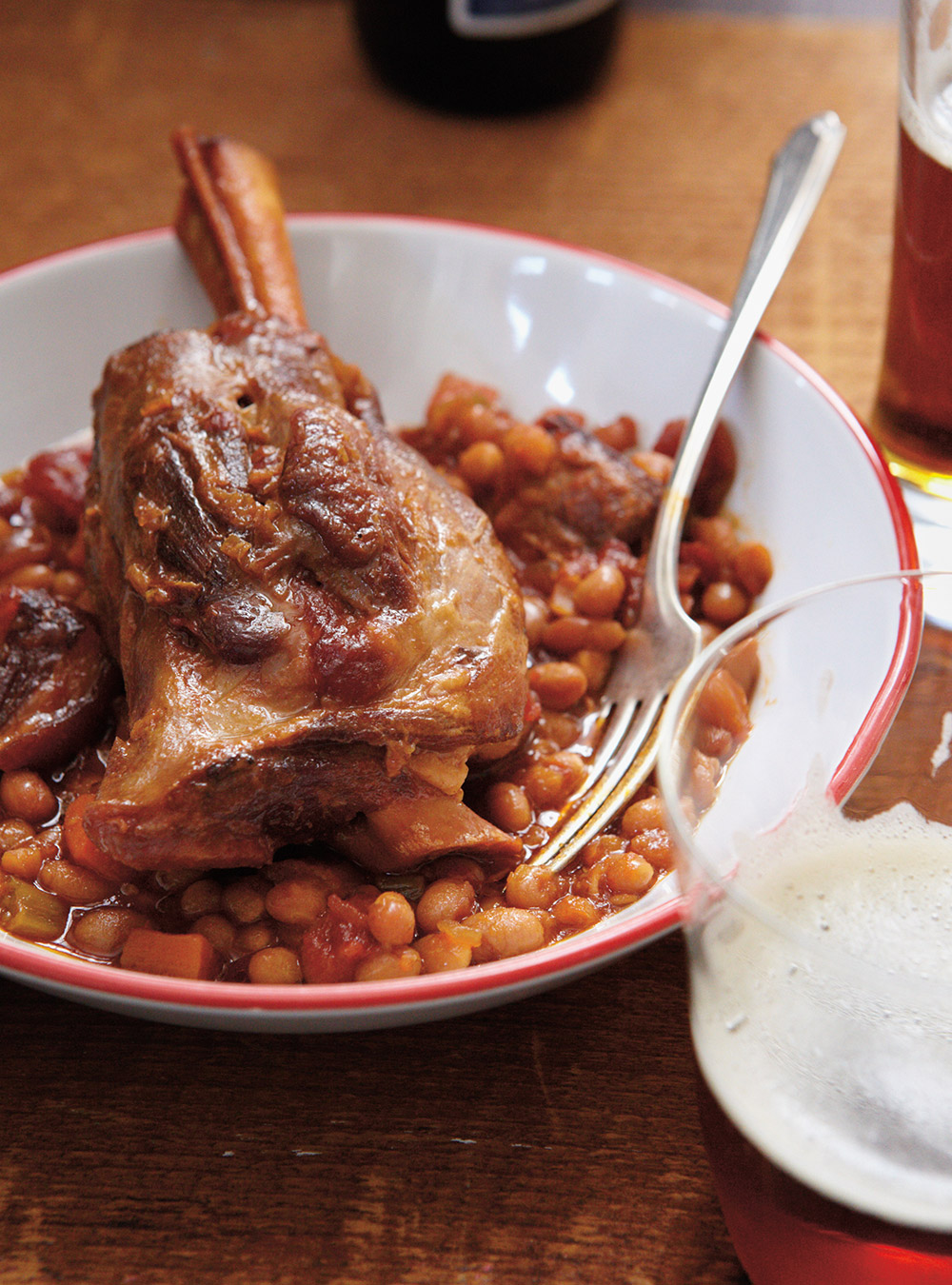 Braised Lamb Shanks and Baked Beans with Molasses  