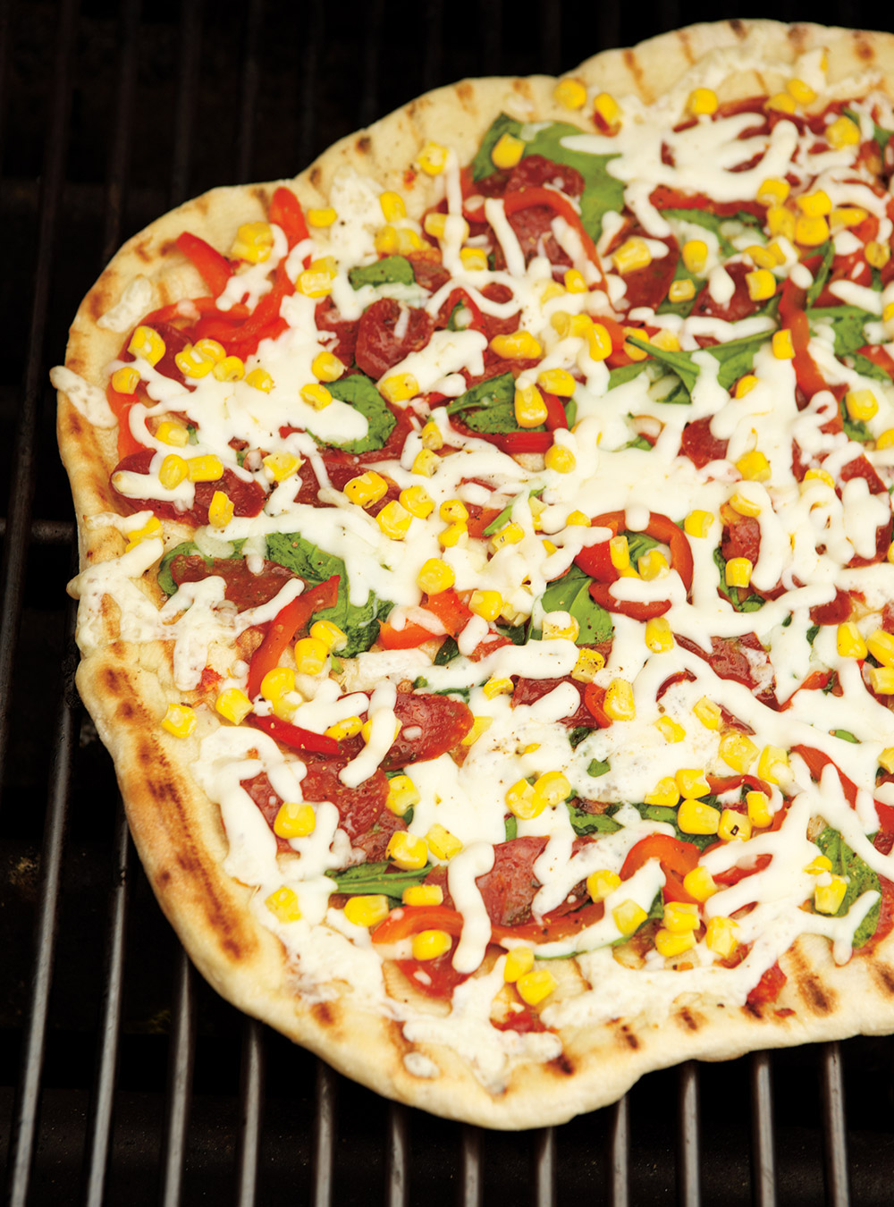 Sausage, Bell Pepper and Corn Pizza   