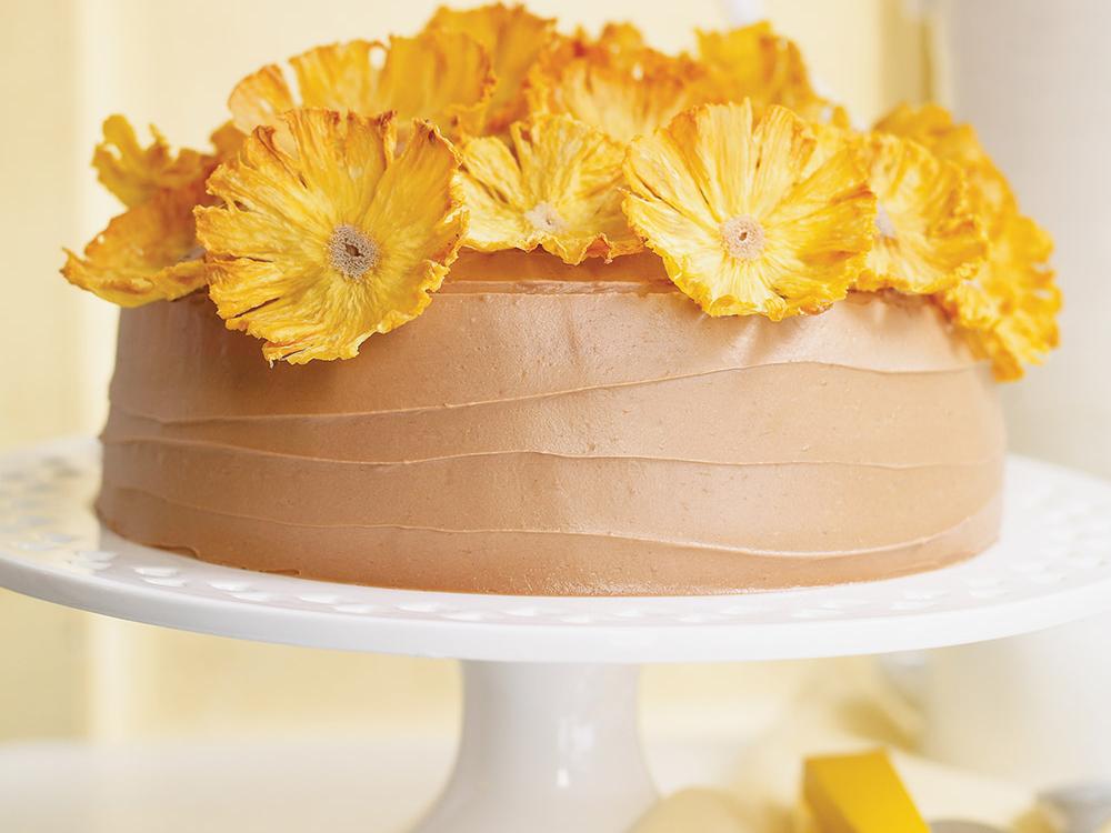 Beautiful Pineapple Cake With Artificial Flower | bakehoney.com