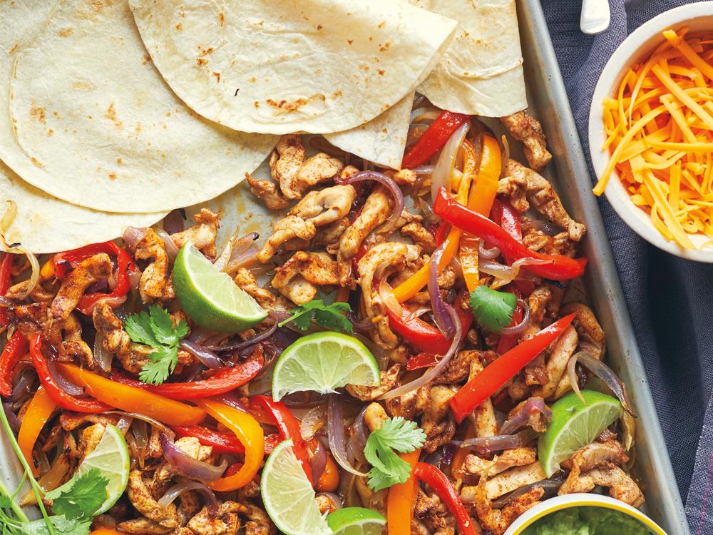 Fajitas au poulet à la plaque