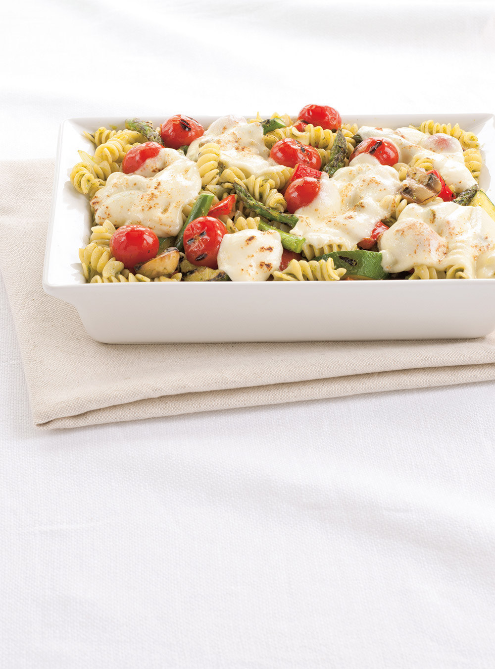 Rotini with Grilled Vegetables and Mozzarella au Gratin 