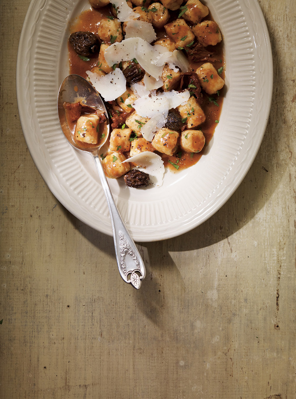 Ricotta Gnocchi with a Red Wine and Mushroom Sauce