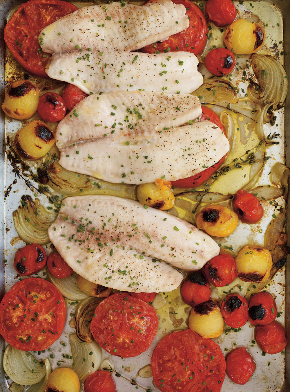 Tilapia with Roasted Tomatoes and Onions