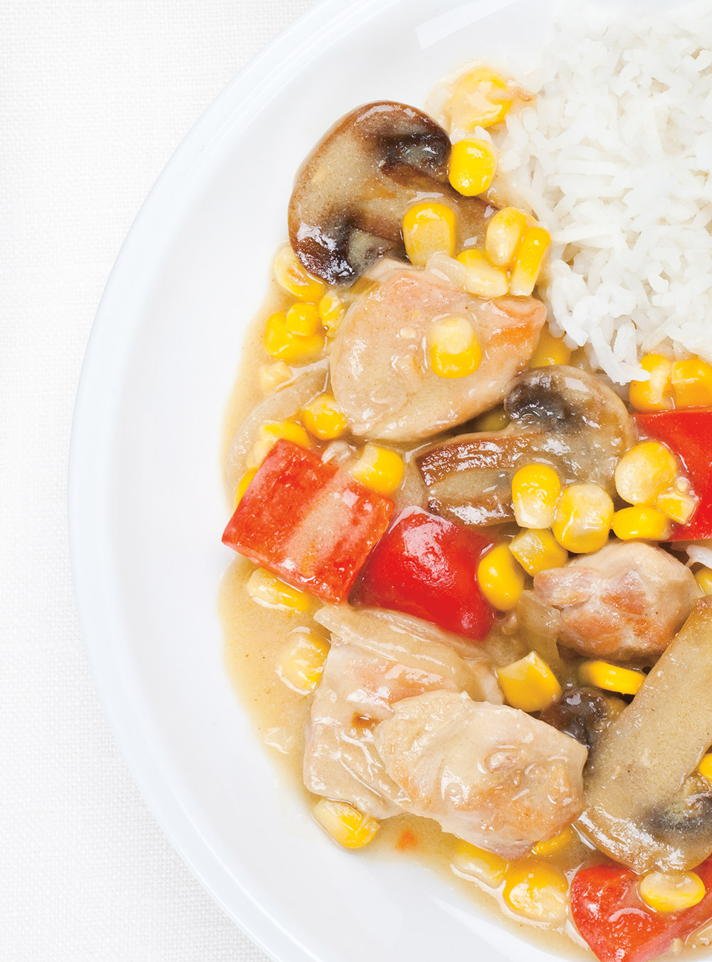 Chicken Fricassee with Mushrooms and Corn