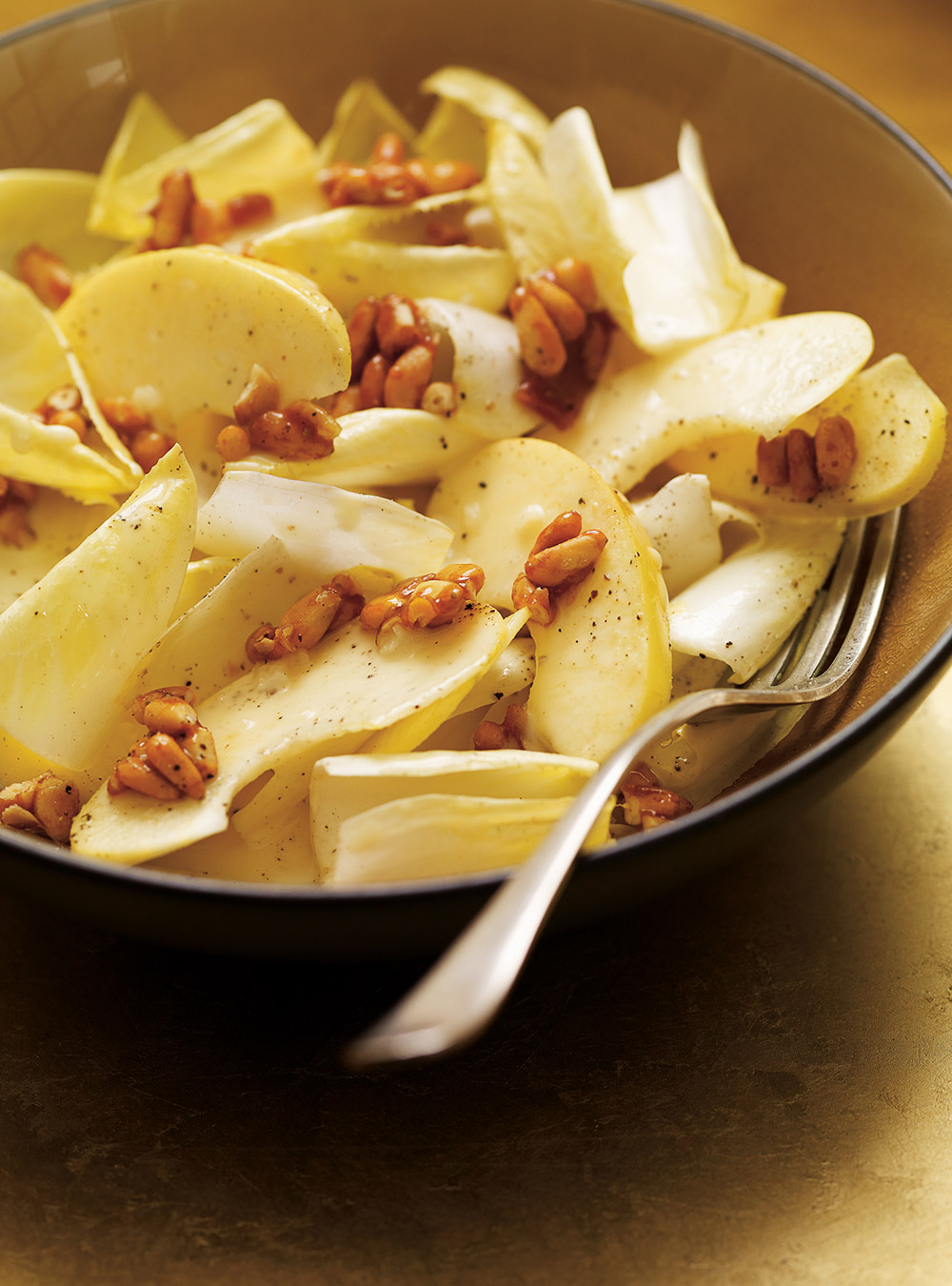 Endive and Apple Salad with Honey Caramelized Pine Nuts