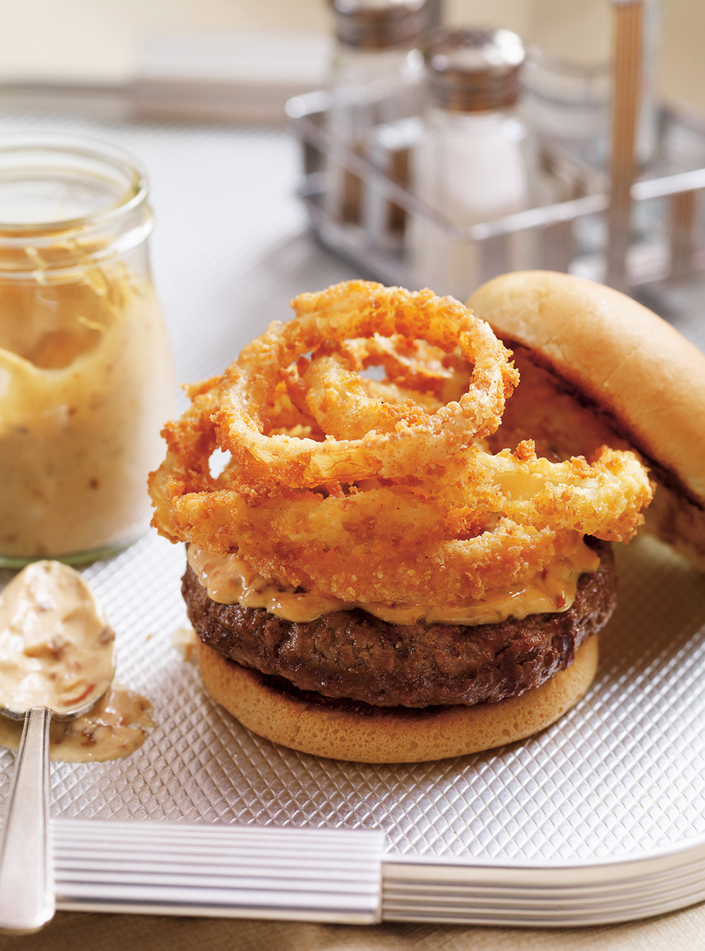 Mega Burgers with Onion Rings