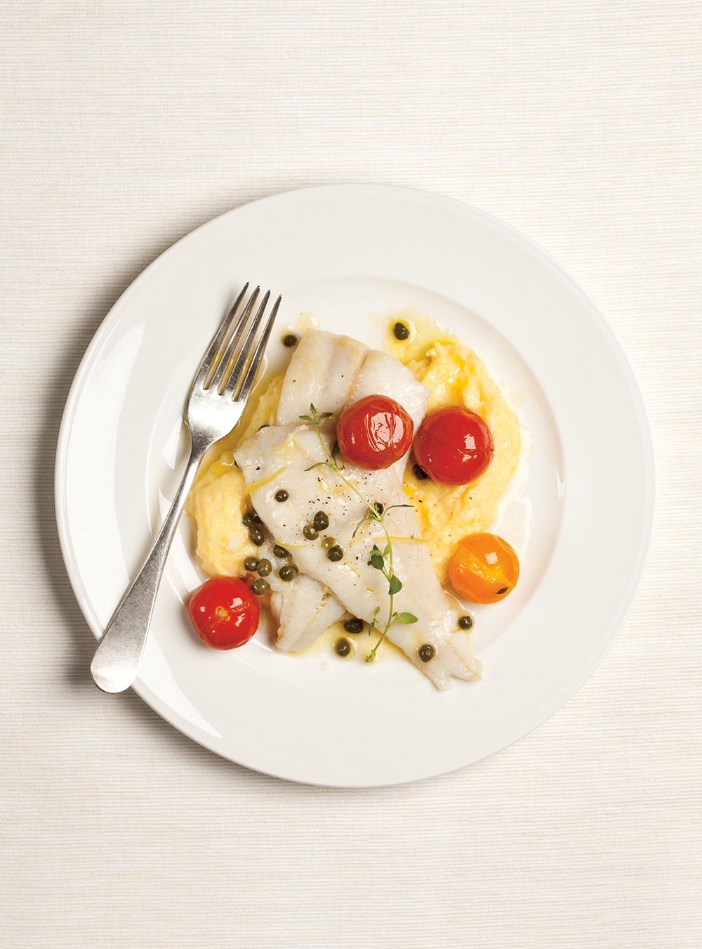 Sole Fillets with Capers and Stewed Tomatoes