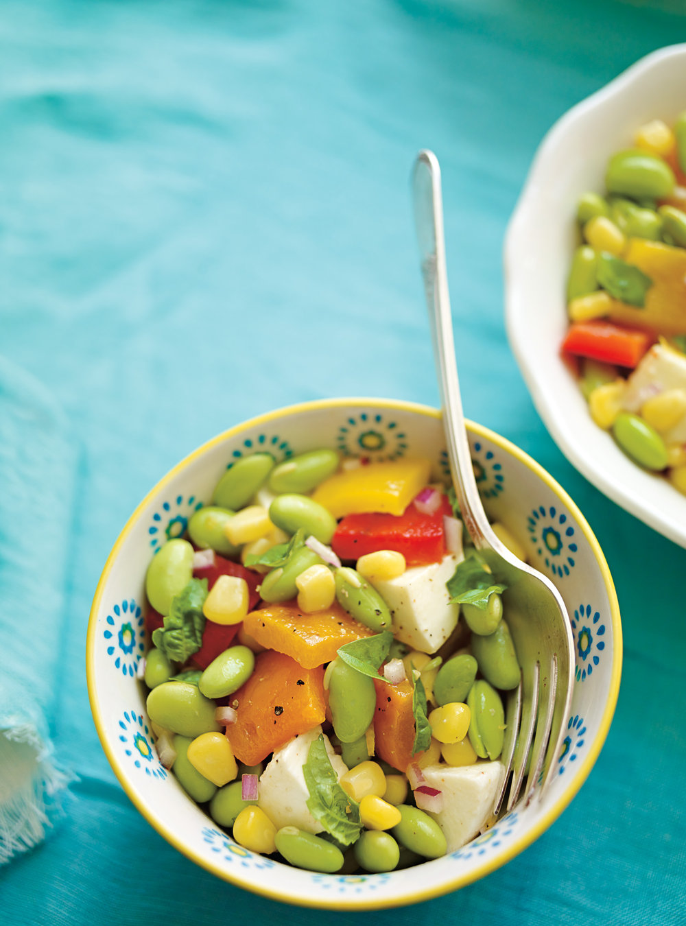 Edamame, Roasted Bell Pepper and Bocconcini Salad