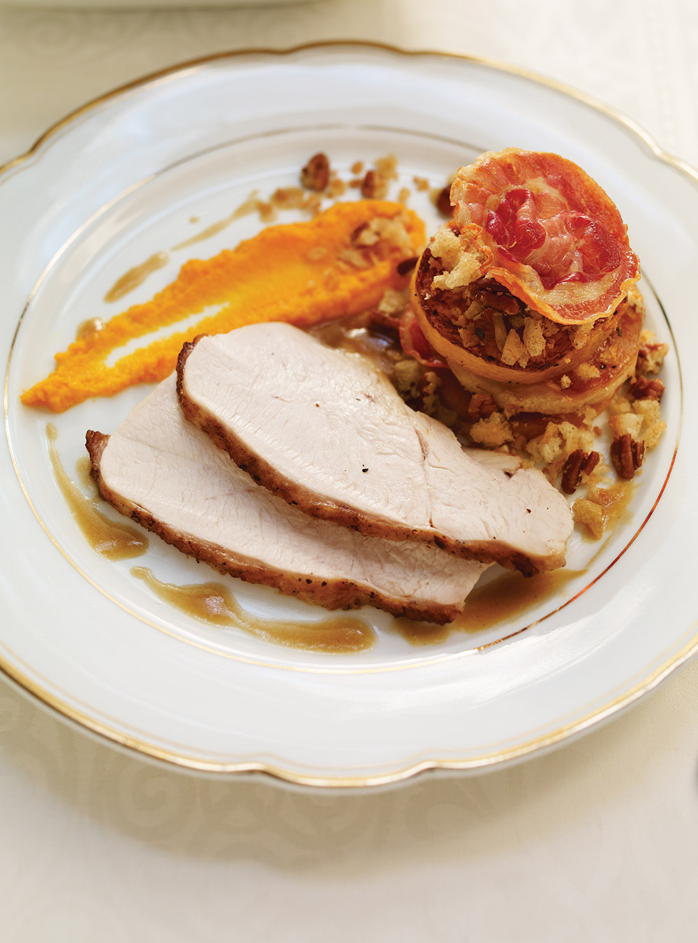 Roasted Turkey Breast with Apples, Pumpkin and Marsala Sauce